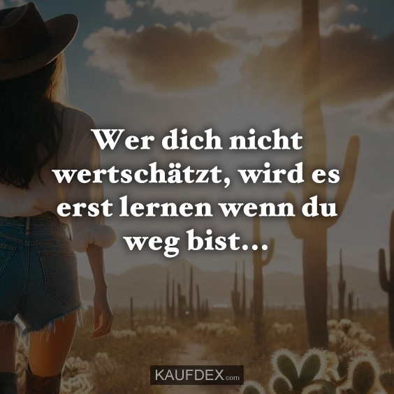 Wer dich nicht wertschätzt, wird es erst lernen wenn du weg bist...