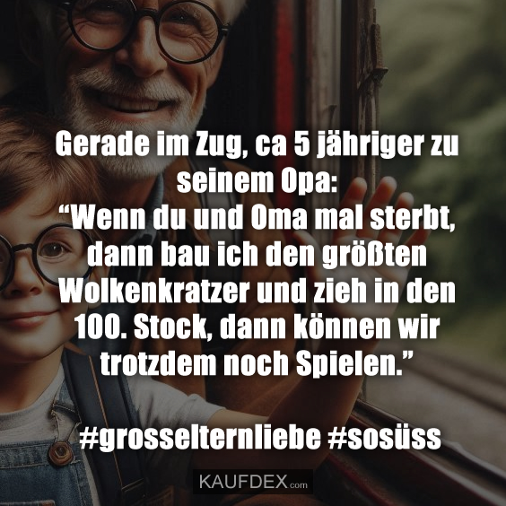 Gerade im Zug, ca 5 jähriger zu seinem Opa: “Wenn du und Oma mal…