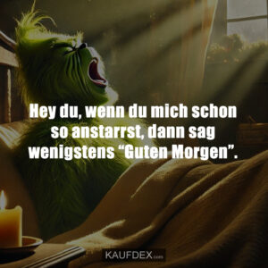 Hey du, wenn du mich schon so anstarrst, dann sag wenigstens “Guten Morgen”.