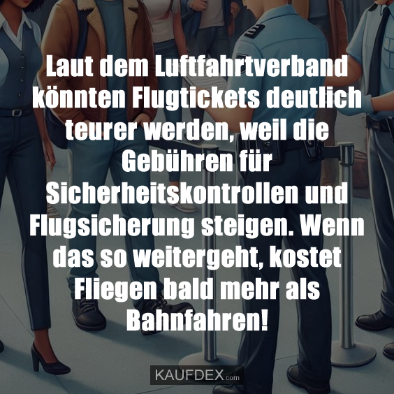 Laut dem Luftfahrtverband könnten Flugtickets deutlich teurer werden, weil die Gebühren für Sicherheitskontrollen und Flugsicherung steigen. Wenn das so weitergeht, kostet Fliegen bald mehr als Bahnfahren