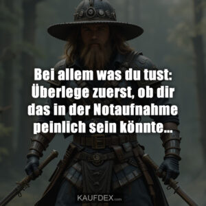 Bei allem was du tust: Überlege zuerst, ob dir das in der Notaufnahme peinlich sein könnte...