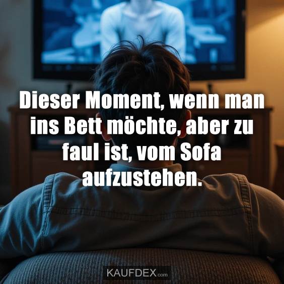 Dieser Moment, wenn man ins Bett möchte, aber zu faul ist, vom Sofa aufzustehen.
