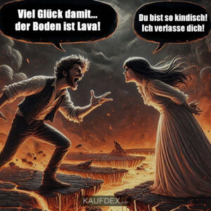 Du bist so kindisch! Ich verlasse dich! Viel Glück damit... der Boden ist Lava!