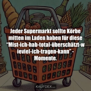 Jeder Supermarkt sollte Körbe mitten im Laden haben für diese “Mist-ich-hab-total-überschätzt-wieviel-ich-tragen-kann” - Momente.