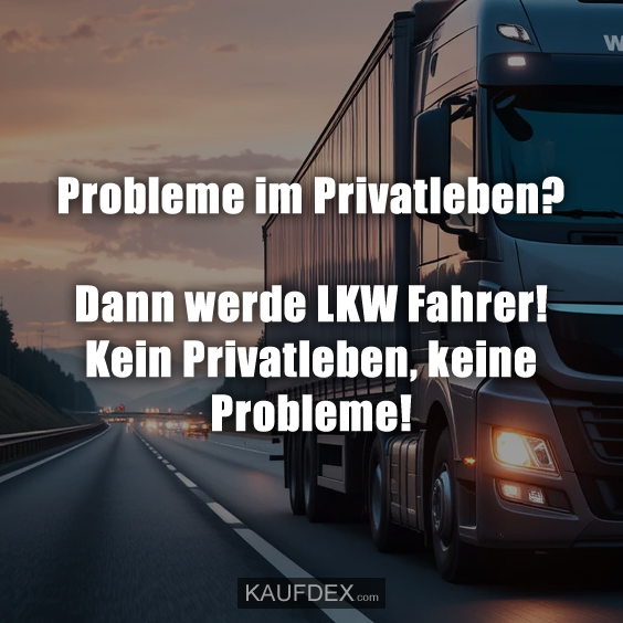 Probleme im Privatleben? Dann werde LKW Fahrer! Kein Privatleben, keine Probleme!