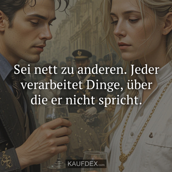 Sei nett zu anderen. Jeder verarbeitet Dinge, über die er nicht spricht.