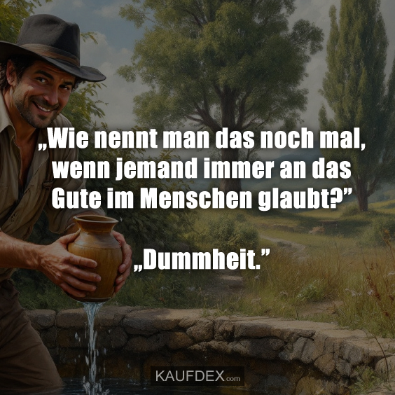„Wie nennt man das noch mal, wenn jemand immer an das Gute im Menschen glaubt?” „Dummheit.”