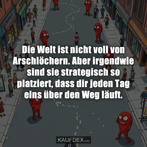 Die Welt ist nicht voll von Arschlöchern. Aber irgendwie sind sie strategisch so platziert, dass dir jeden Tag eins über den Weg läuft.