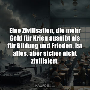 Eine Zivilisation, die mehr Geld für Krieg ausgibt als für Bildung und Frieden, ist alles, aber sicher nicht zivilisiert.