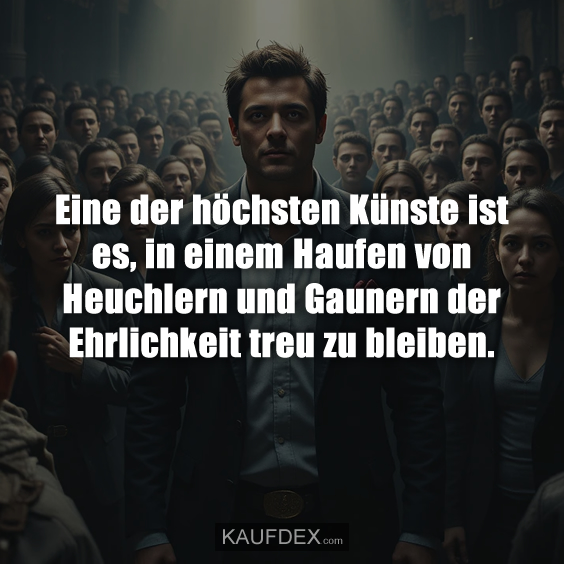 Eine der höchsten Künste ist es, in einem Haufen von Heuchlern und Gaunern der Ehrlichkeit treu zu bleiben.