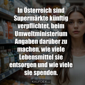 In Österreich sind Supermärkte künftig verpflichtet, beim Umweltministerium Angaben darüber zu machen, wie viele Lebensmittel sie entsorgen und wie viele sie spenden.