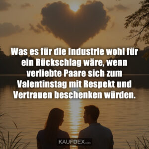 Was es für die Industrie wohl für ein Rückschlag wäre, wenn verliebte Paare sich zum Valentinstag mit Respekt und Vertrauen beschenken würden.
