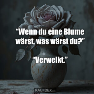 “Wenn du eine Blume wärst, was wärst du?” “Verwelkt.”