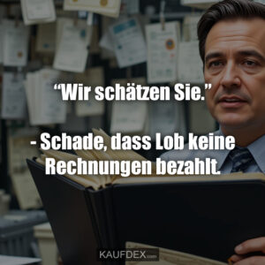“Wir schätzen Sie.” - Schade, dass Lob keine Rechnungen bezahlt.