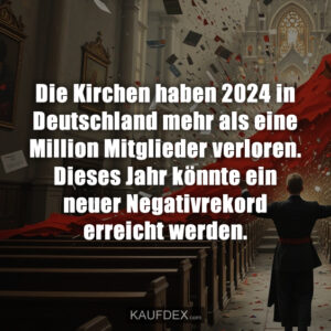 Die Kirchen haben 2024 in Deutschland mehr als eine Million Mitglieder verloren. Dieses Jahr könnte ein neuer Negativrekord erreicht werden.