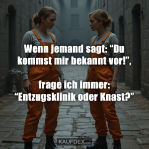 Wenn jemand sagt: “Du kommst mir bekannt vor!”‚ frage ich immer: “Entzugsklinik oder Knast?”