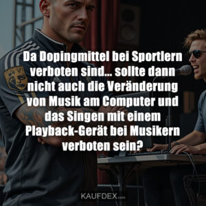 Da Dopingmittel bei Sportlern verboten sind… sollte dann nicht auch die Veränderung von Musik am Computer und das Singen mit einem Playback-Gerät bei Musikern verboten sein?