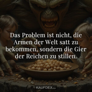 Das Problem ist nicht, die Armen der Welt satt zu bekommen, sondern die Gier der Reichen zu stillen.