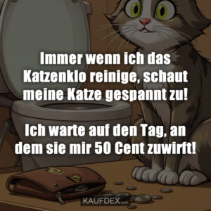 Immer wenn ich das Katzenklo reinige, schaut meine Katze gespannt zu! Ich warte auf den Tag, an dem sie mir 50 Cent zuwirft!