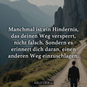 Manchmal ist ein Hindernis, das deinen Weg versperrt, nicht falsch. Sondern es erinnert dich daran, einen anderen Weg einzuschlagen.