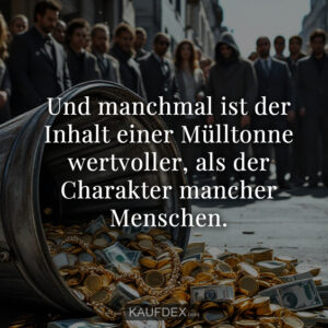 Und manchmal ist der Inhalt einer Mülltonne wertvoller, als der Charakter mancher Menschen.