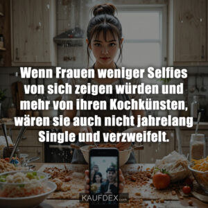 Wenn Frauen weniger Selfies von sich zeigen würden und mehr von ihren Kochkünsten, wären sie auch nicht jahrelang Single und verzweifelt.