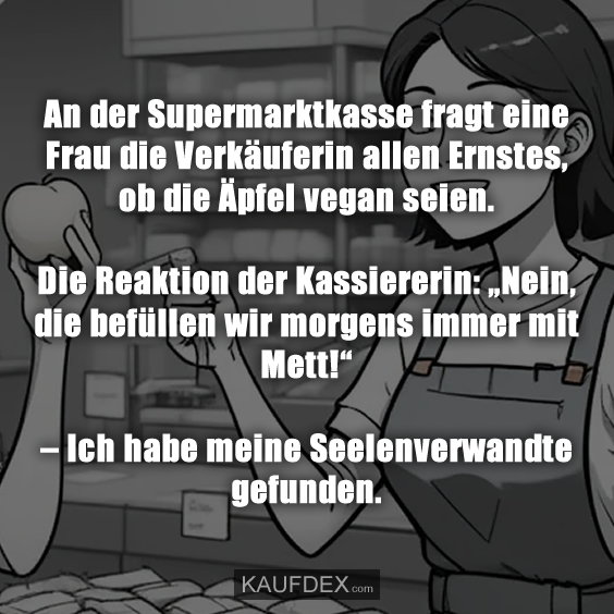 An der Supermarktkasse fragt eine…