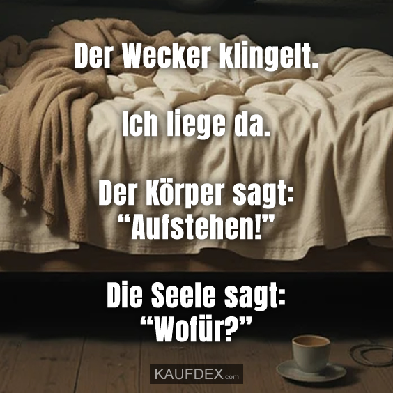 Der Wecker klingelt. Ich liege da…