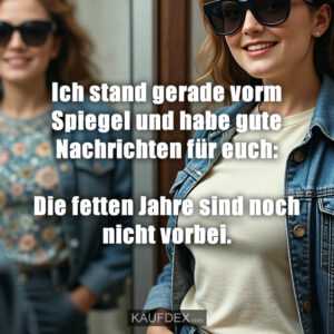 Ich stand gerade vorm Spiegel und habe gute Nachrichten für euch: Die fetten Jahre sind noch nicht vorbei.
