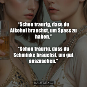 “Schon traurig, dass du Alkohol brauchst, um Spass zu haben.” “Schon traurig, dass du Schminke brauchst, um gut auszusehen.”