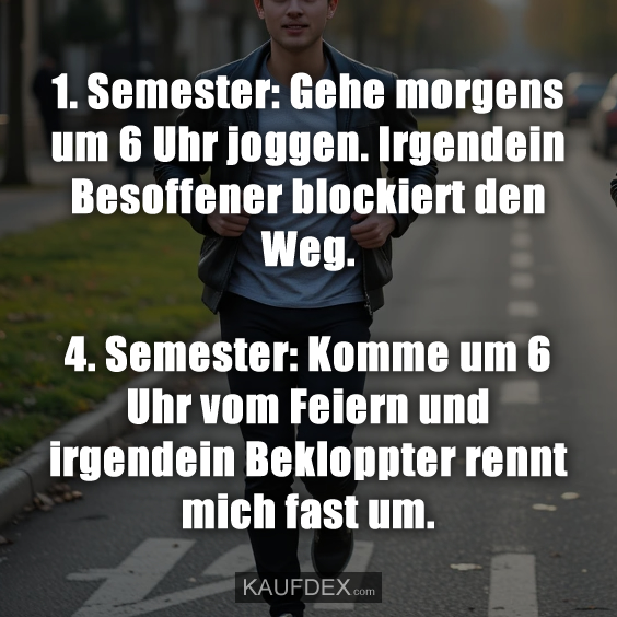 Semester: Gehe morgens um 6 Uhr joggen…