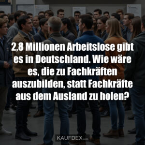2,8 Millionen Arbeitslose gibt es in Deutschland. Wie wäre es, die zu Fachkräften auszubilden, statt Fachkräfte aus dem Ausland zu holen?