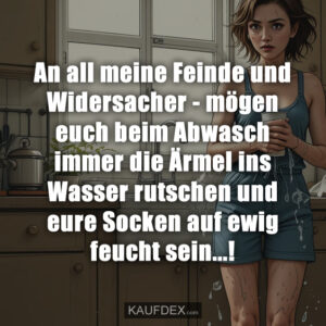 An all meine Feinde und Widersacher - mögen euch beim Abwasch immer die Ärmel ins Wasser rutschen und eure Socken auf ewig feucht sein...!