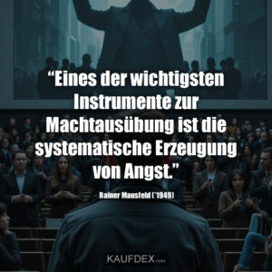 “Eines der wichtigsten Instrumente zur Machtausübung ist die systematische Erzeugung von Angst.” Rainer Mausfeld (*1949)