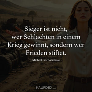 Sieger ist nicht, wer Schlachten in einem Krieg gewinnt, sondern wer Frieden stiftet.- Michail Gorbatschow -