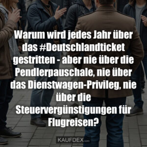 Warum wird jedes Jahr über das #Deutschlandticket gestritten - aber nie über die Pendlerpauschale, nie über das Dienstwagen-Privileg, nie über die Steuervergünstigungen für Flugreisen?