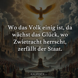 Wo das Volk einig ist, da wächst das Glück, wo Zwietracht herrscht, zerfällt der Staat.