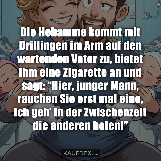 Die Hebamme kommt mit Drillingen im…