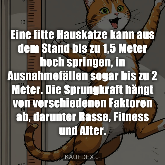 Eine fitte Hauskatze kann aus dem Stand…