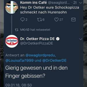 Hey Dr Oetker eure Schokopizza schmeckt nach...