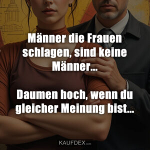 Männer die Frauen schlagen, sind keine Männer... Daumen hoch, wenn du gleicher Meinung bist...