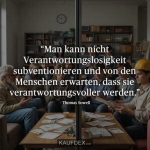 “Man kann nicht Verantwortungslosigkeit subventionieren und von den Menschen erwarten, dass sie verantwortungsvoller werden.” - Thomas Sowell