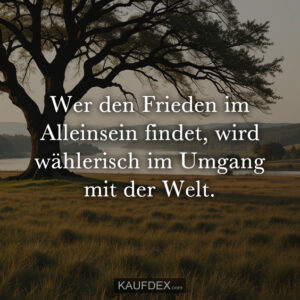 Wer den Frieden im Alleinsein findet, wird wählerisch im Umgang mit der Welt.