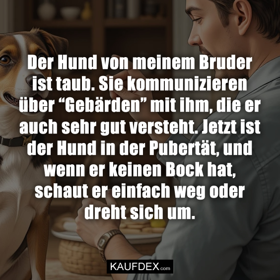 Der Hund von meinem Bruder ist taub…