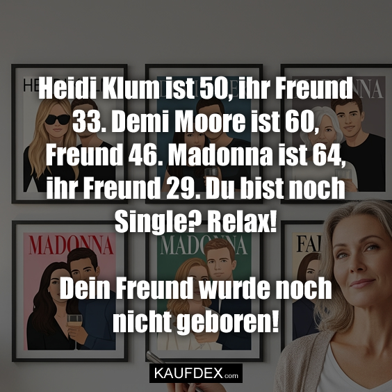 Heidi Klum ist 50, ihr Freund 33. Demi Moore…