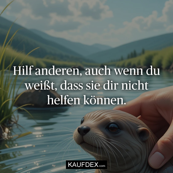 Hilf anderen, auch wenn du weißt, dass sie dir nicht helfen können.