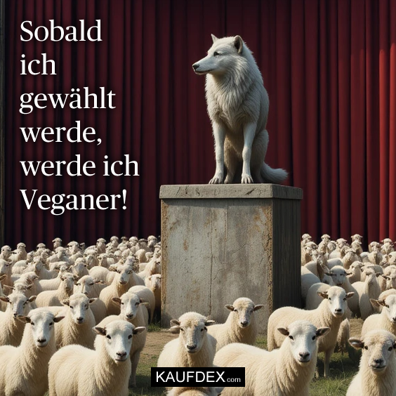 Sobald ich gewählt werde, werde ich Veganer!