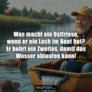 Was macht ein Ostfriese, wenn er ein Loch im Boot hat? Er bohrt ein Zweites, damit das Wasser ablaufen kann!