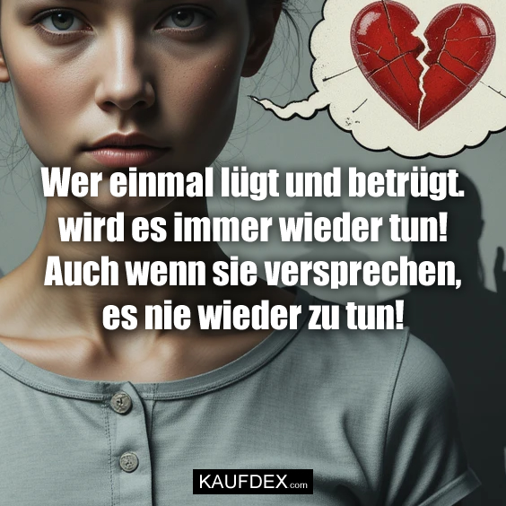 Wer einmal lügt und betrügt. wird es immer wieder tun! Auch wenn sie versprechen, es nie wieder zu tun!
