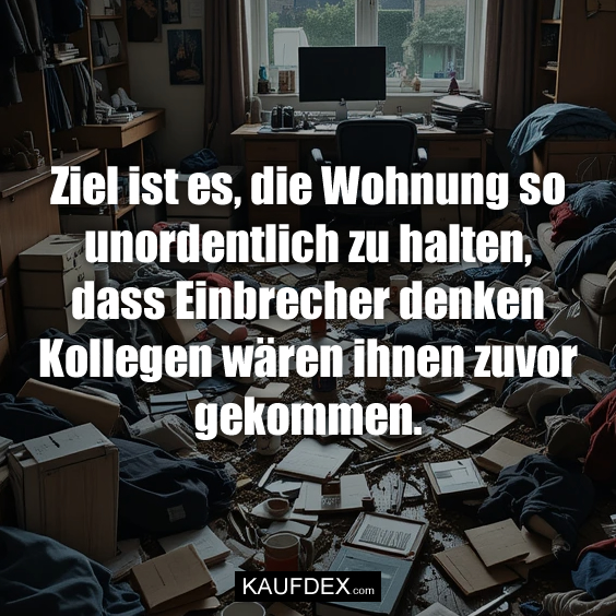 Ziel ist es, die Wohnung so unordentlich…